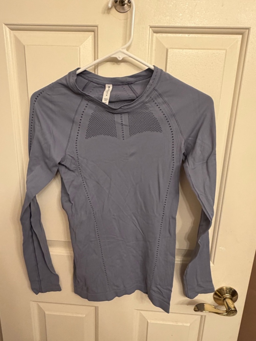 Athleta workout top Seamless Long-Sleeve Performance Top - Dusty Blue